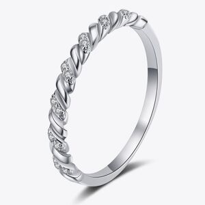 Moissanite Rhodium Plated White Gold Sterling Silver Minimalist Dainty Ring 6 7